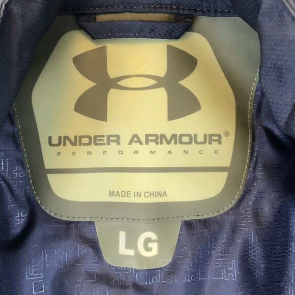 Under Armour Mens Windbreaker Jacket Large Navy Full Zip Outdoors High Neck - Picture 3 of 11